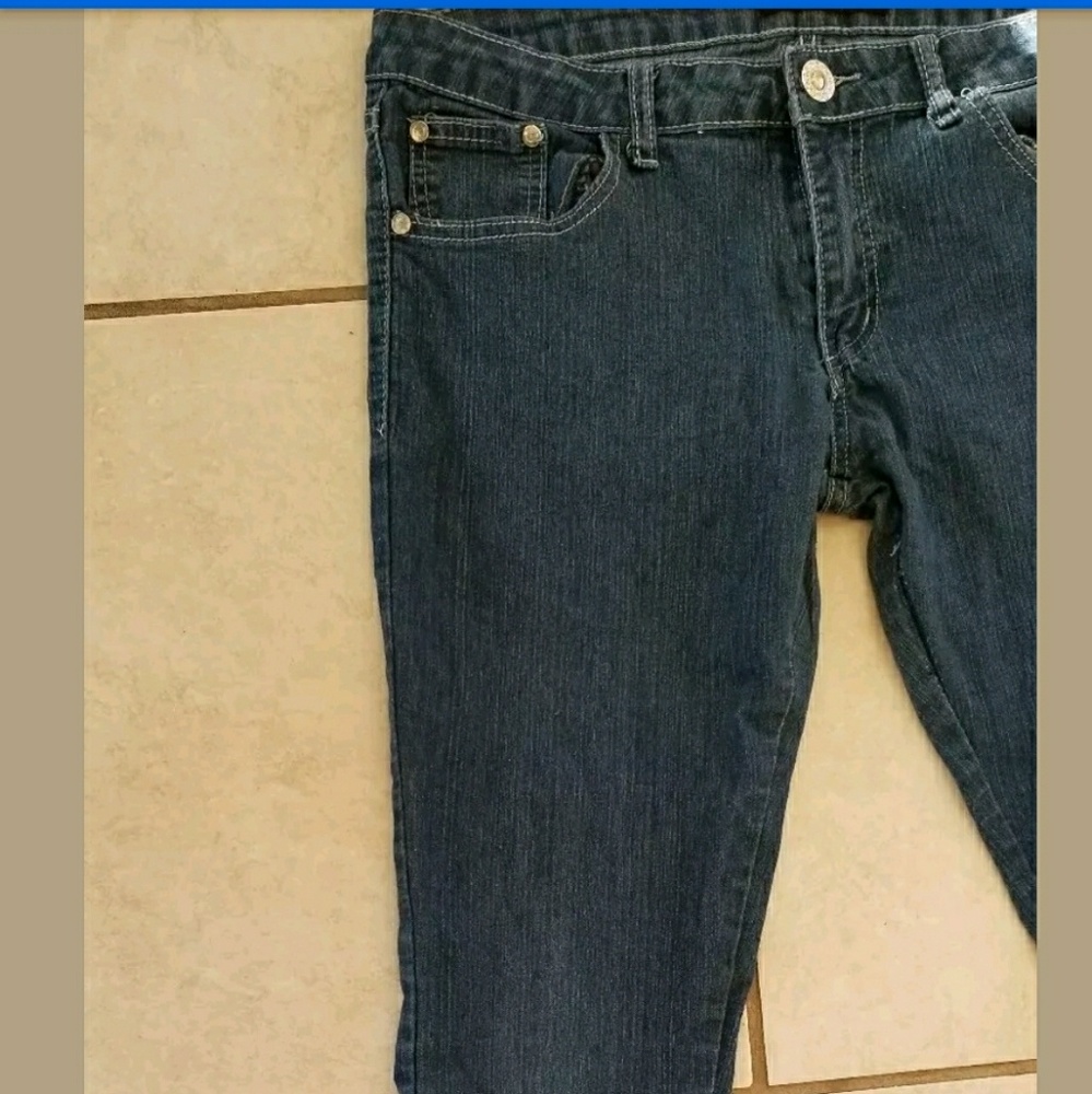 Womens old skool dark wash jeans w/jewels sz-15